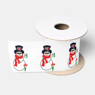 Lazo De Raso Cinta de navidades, hombre de nieve