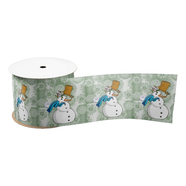 Lazo De Raso Cinta de navidades, hombre de nieve (Carrete)