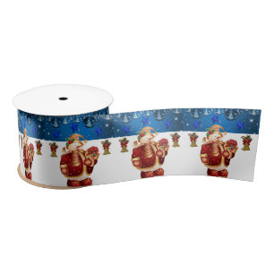 Lazo De Raso Cinta de navidades, hombre de nieve