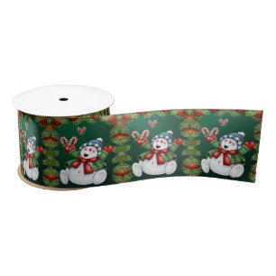 Lazo De Raso Cinta de navidades, hombre de nieve