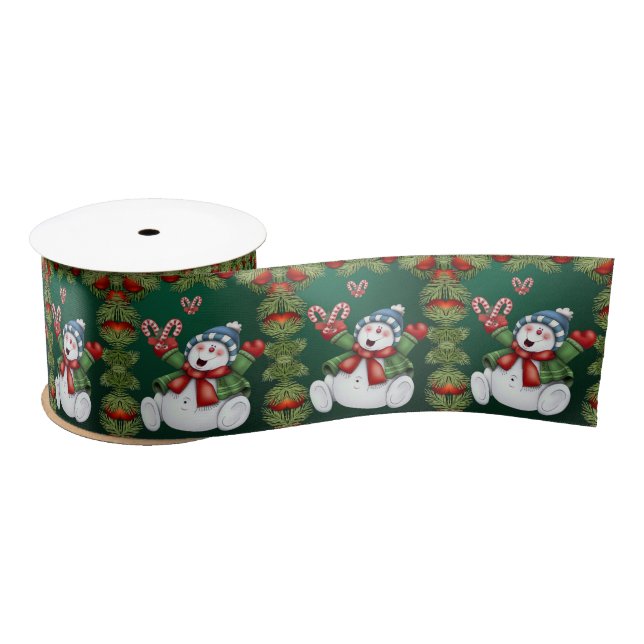 Lazo De Raso Cinta de navidades, hombre de nieve (Carrete)
