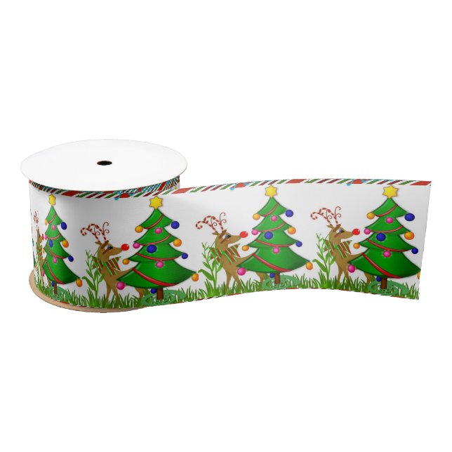 Lazo De Raso Cinta de navidades, reno (Carrete)