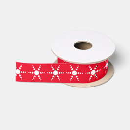 Lazo De Raso Cinta de Navidades rojos con copas de nieve de los