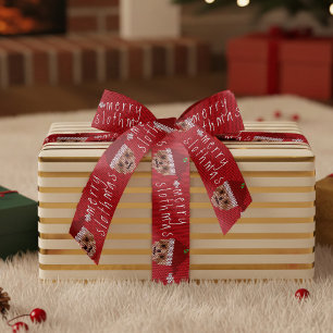 Lazo De Raso Cinta de Navidades rojos de Merry Slothmas Santa S