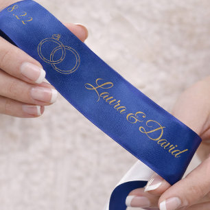 Lazo De Raso Cinta de nombres personalizados de Boda azul de ma