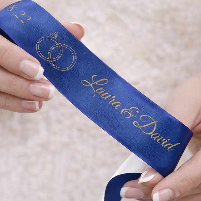 Lazo De Raso Cinta de nombres personalizados de Boda azul de ma (Subido por el creador)