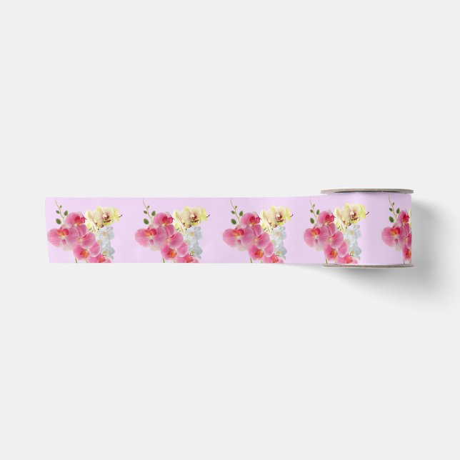 Lazo De Raso Cinta de orquídea pastel (Anverso)