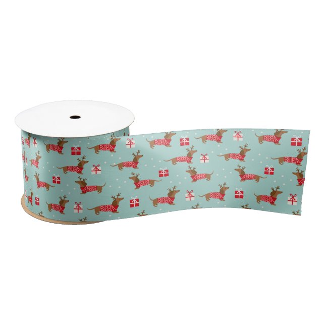 Lazo De Raso Cinta de perro salchicha de Navidad (Carrete)