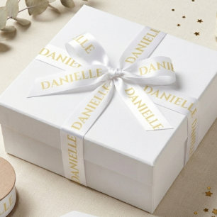 Lazo De Raso Cinta de raso blanca con nombre personalizado en d