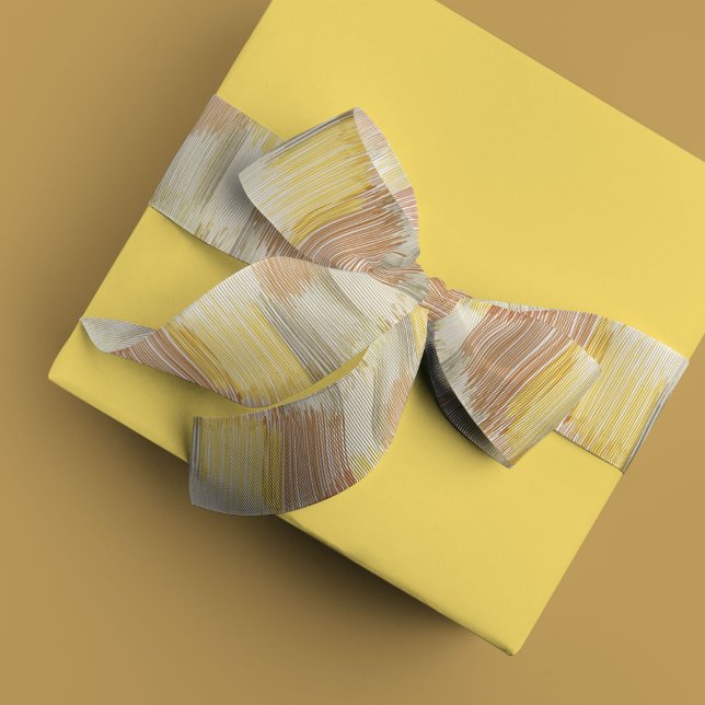 Lazo De Raso Cinta de raso con flecos moderna dorada (Yellow Modern Fringe ribbon)