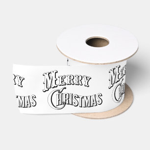 Lazo De Raso Cinta de raso/Feliz Navidad-Negro y Blanco