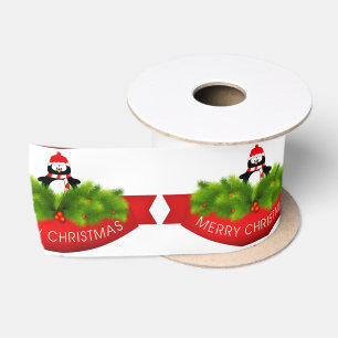 Lazo De Raso Cinta de raso/Pengüino Feliz Navidad