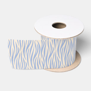 Lazo De Raso Cinta de Raya de Cebra Azul y Beige – Animal con E