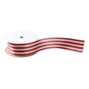 Lazo De Raso Cinta de rayas blancas y rojas para navidades