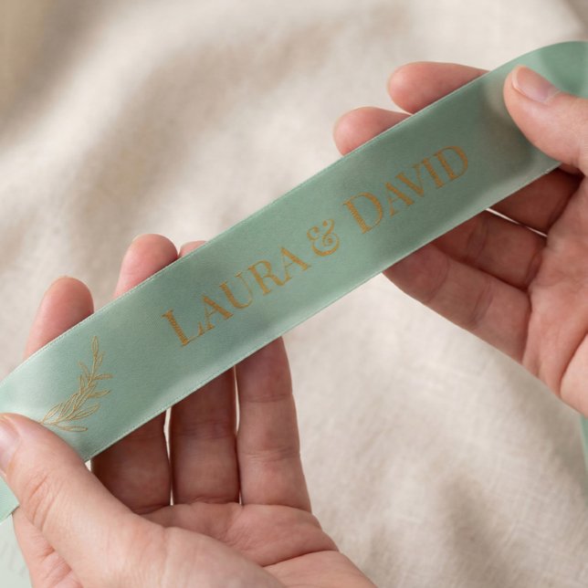Lazo De Raso Cinta de regalo de Boda personalizada Sage Green (Subido por el creador)