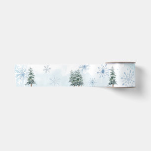 Lazo De Raso Cinta de regalo de copo de nieve y árbol de pino a