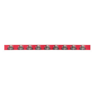 Lazo De Raso Cinta de regalo de cráneo Santa (rojo)
