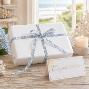 Lazo De Raso Cinta de regalo floral Hortensia Azul