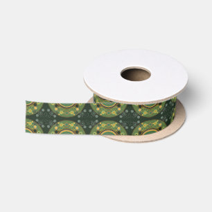 Lazo De Raso Cinta de regalo verde estilo punto aborigen