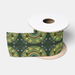 Lazo De Raso Cinta de regalo verde estilo punto aborigen