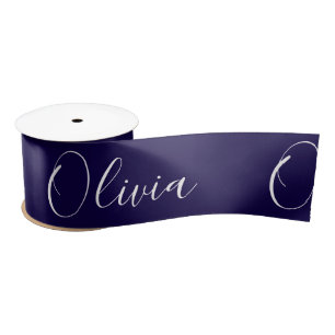 Lazo De Raso Cinta de satén azul marino personalizada elegante