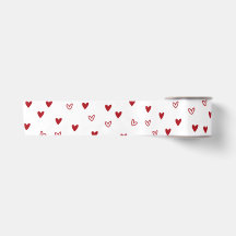 Cinta de Satén Blanca con Corazones Rojos Adorable