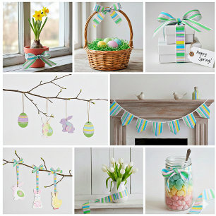 Lazo De Raso cinta de satén con rayas pastel