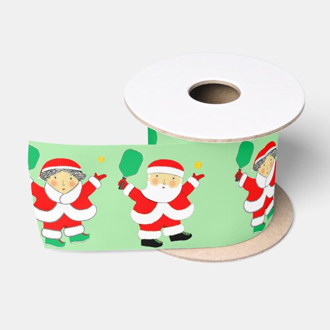 Lazo De Raso Cinta de satén de Pickleball Navidad (Carrete)