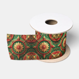 Lazo De Raso Cinta de Satén Decorativa Navideña Roja Verde