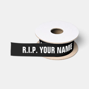 Lazo De Raso Cinta de satén negro personalizada R.I.P. Descansa