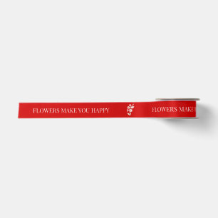 Lazo De Raso Cinta de Satén Roja Floral Personalizada Regalo Pe
