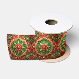 Lazo De Raso Cinta de seda decorativa navideña roja y verde