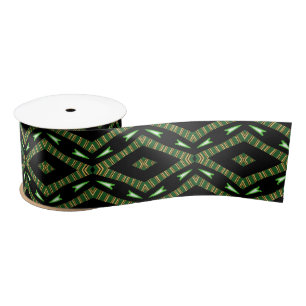 Lazo De Raso Cinta de Seda Verde Kente Afro Pop