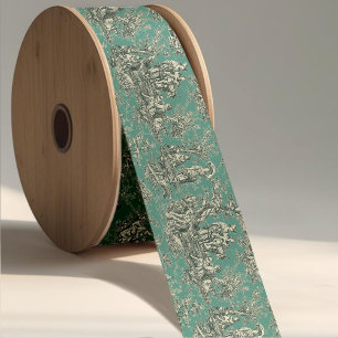 Lazo De Raso Cinta de Toile Gris Verde Elegante y Vintage