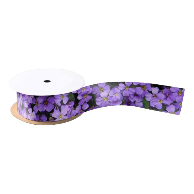 Lazo De Raso Cinta de violetas de primavera (Carrete)
