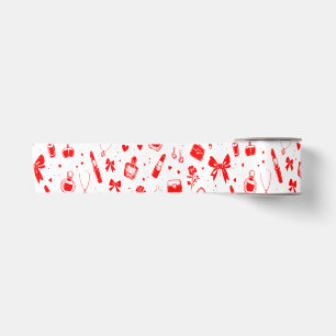 Lazo De Raso Cinta Decorativa Blanca con Regalo Rojo, Perfume y