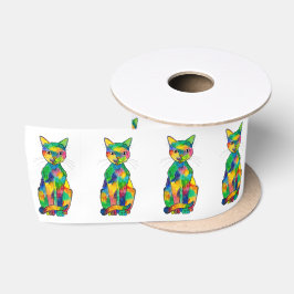 Lazo De Raso Cinta del gato del arco iris