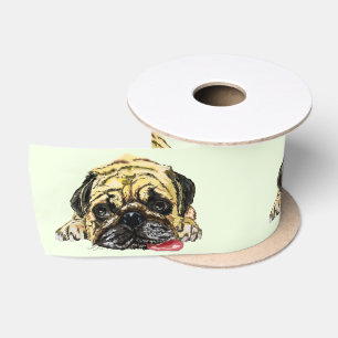 Lazo De Raso Cinta divertida de perro pug