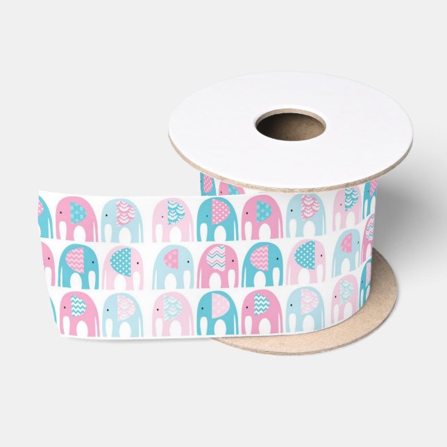 Lazo De Raso Cinta - Elefantes chic Shabby (Carrete)