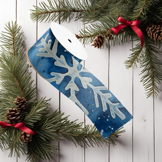 Lazo De Raso Cinta elegante de Navidades de copo de nieve (Elegant Snowflake Christmas Ribbon)