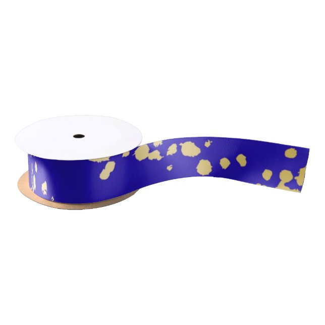 Lazo De Raso Cinta elegante de Purpurina Royal Blue Gold (Carrete)