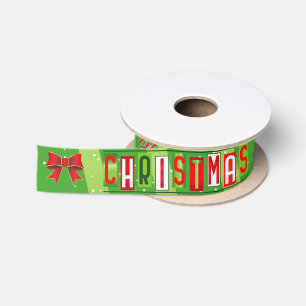 Lazo De Raso Cinta Feliz de Vacaciones / Navidades - Verde