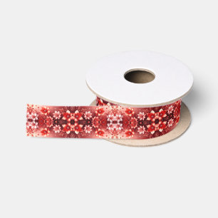 Lazo De Raso Cinta Festiva Floral Roja