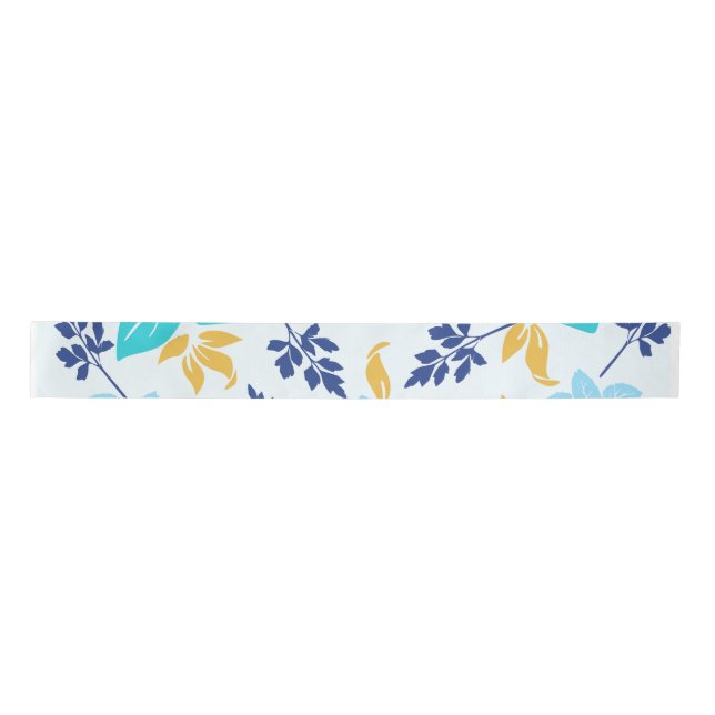 Lazo De Raso Cinta Floral Azul (Anverso)