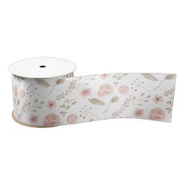 Lazo De Raso Cinta floral de acuarela