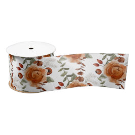 Lazo De Raso Cinta floral de acuarela de invierno