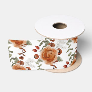 Lazo De Raso Cinta floral de acuarela de invierno