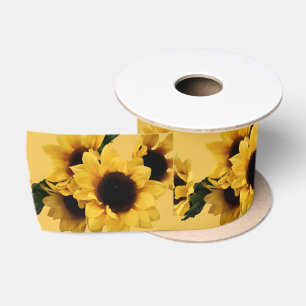 Lazo De Raso Cinta Floral de Girasoles Amarillos