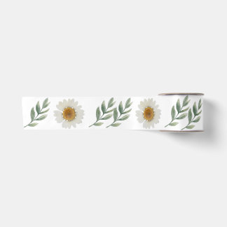 Lazo De Raso Cinta floral elegante de acuarela de margaritas y