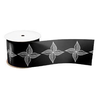 Lazo De Raso Cinta floral negra, grande